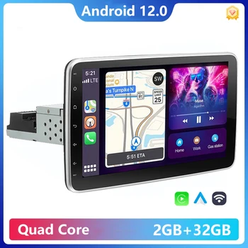 1 Din Android 12 Автомобильный Мультимедийный Плеер Авторадио Стерео Carplay 10-Дюймовый Сенсорный Экран Видео GPS WiFi MP5 Плеер Авто Радио FM