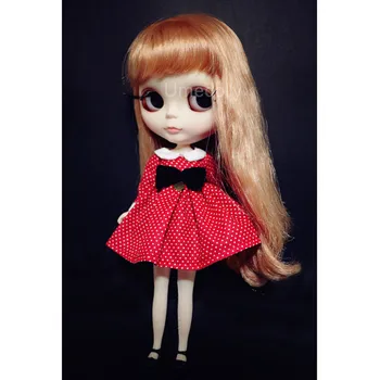 1 Комплект Прекрасного Красного Платья в Горошек для куклы Blyth Pullip OB11 Holala Molly Bjd Одежда Аксессуары
