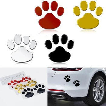 1 пара Автомобильных Наклеек и Отличительных Знаков Paw 3D Animal Собака Кошка Медведь Отпечатки Лап Наклейка На Автомобиль Серебристый Красный Черный Золотой
