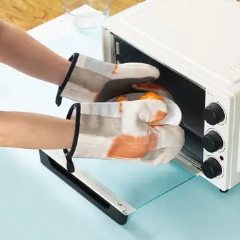 1 пара изоляционных перчаток, защищающих от обжига, силиконовые перчатки для духовки с нескользящим ремешком на ладони, дизайн рукавиц для гриля, инструмент для приготовления пищи