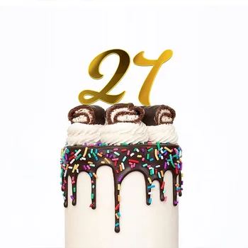 1 Упаковка акриловых топперов для торта с номером 0-9, украшение для торта, декор для кексов, с Днем рождения, Юбилейный, Принадлежности для вечеринки по случаю дня рождения