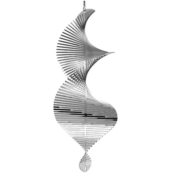1 ШТ Наружный Подвесной Декоративный Спиральный металлический Колокольчик 3D Спиральный Колокольчик Серебро Нержавеющая Сталь