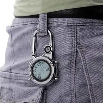 1 шт Часы с карабином Многофункциональные электронные карманные часы Поясные часы Карманные часы со светящимся спортивным рюкзаком на открытом воздухе часы