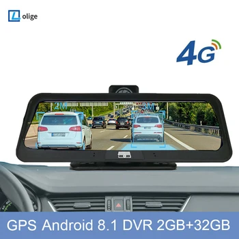 10-дюймовый Регистратор Вождения Автомобильный Видеорегистратор Зеркало Заднего Вида С Двумя Объективами Автомобильная Камера ADAS 1080P 4G Dash cam для Автомобильного Датчика Парковки 2GB + 32GB