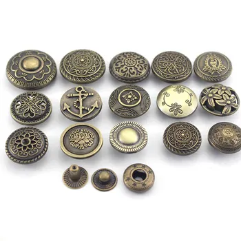 10 комплектов старинных металлических заклепок для шитья, Пуговицы, застежки-кнопки 
