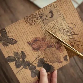 10 листов ретро средневекового цветочного письма из крафт-бумаги Материал для скрапбукинга 