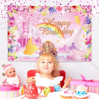 100*150 см, милая девочка, мультяшный замок наследной принцессы, вечеринка в честь дня рождения ребенка, настенные фоны, украшения для детского дня рождения