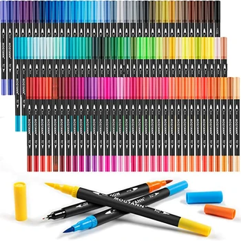 100 цветов, Маркеры для рисования с двойным наконечником, цветные Маркеры, Тонкая ручка для взрослых, Книжка-раскраска для заметок, Поставщик искусства