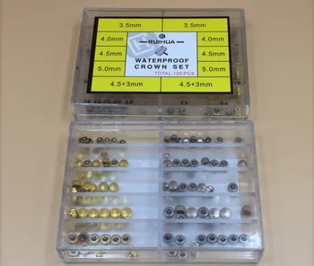 100x Водонепроницаемые заводные головки для часов Запасные части для ремонта часовщиков 3,5 мм -5 мм Комплект Новых