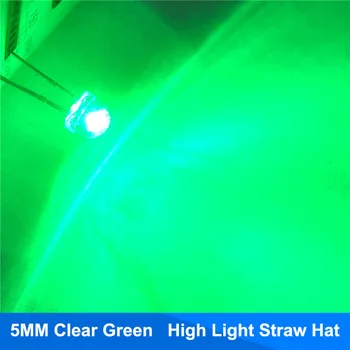 100шт 5 мм зеленая соломенная шляпа прозрачные линзы светодиодный диодный светильник 5 мм ультра яркий широкоугольный светодиодный светоизлучающий диодный светильник через отверстие
