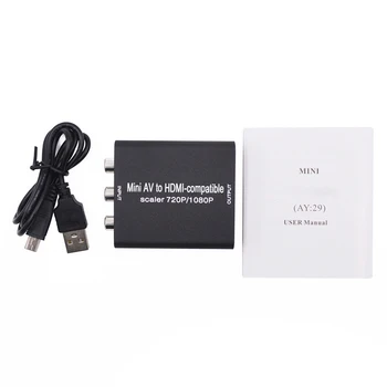 1080P RCA-HDMI-совместимый AV-конвертер CVBS-HDMI-совместимый Mini AV-HDMI-совместимый Конвертер сигналов для ТВ/ видеомагнитофона VHS/ DVD-записей