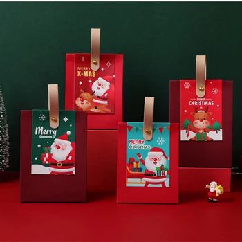10шт Коробок конфет в канун Рождества с ручкой, подарочные коробки для креативной упаковки печенья, Новогоднее украшение для Рождественской вечеринки