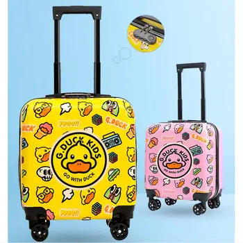 18-дюймовый мультяшный милый детский дорожный багаж, детская тележка, чемодан на колесиках, чехол-интернат на молнии для мальчиков и девочек, бесплатная доставка