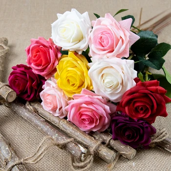 1шт искусственных цветов Шелковая роза с длинной веткой Букет для свадебного украшения дома Поддельные растения Венок своими руками Принадлежности Аксессуары