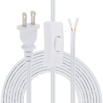 2,5 М Белый Шнур Лампы SPT-2 18AWG Сменный Удлинитель Шнура Питания US Plug с Кнопкой Переключения Провода для DIY Ретро Лампы