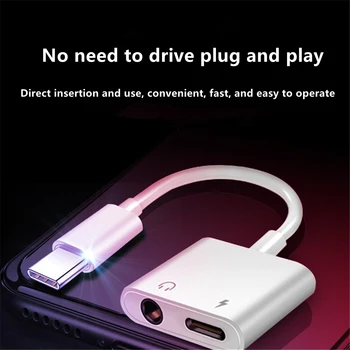 2 в 1 Разветвитель AUX Кабель OTG Адаптер Для Xiaomi Redmi Samsung OPPO Huawei Разъем USB C к Разъему Type C 3,5 мм Аудио Зарядка