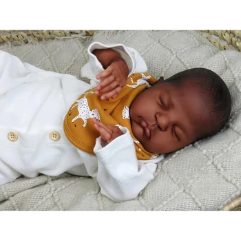 20-дюймовый Remi Уже Раскрашен Готовой Куклой Reborn Baby Doll С Темно-коричневой Кожей, Спящей 3D-Картиной Младенца с Видимой Имитацией Вен