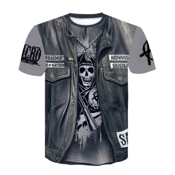 2020 новая забавная футболка с 3D джинсовым черепом, мужская повседневная футболка с 3D принтом rock Harley Knight, летние футболки высокого качества для мужчин