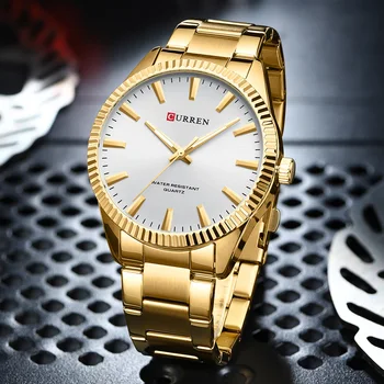 2022 CURREN Watch Мужские Новые Креативные дизайнерские мужские наручные часы Водонепроницаемые Золотисто-синие мужские часы 2023 Relogio Masculino