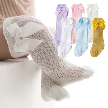 2023-02-23 Lioraitiin Длинные носки для маленьких девочек Мягкие легкие носки с эластичным бантом для ежедневных вечеринок
