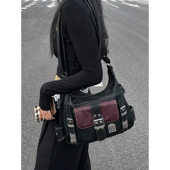 2023 Модная сумка Y2k Motor Bag Cool Girl Сумки через плечо Дизайн Хип-Хоп Рок Готическая сумка подмышкой Большой емкости с длинным ремешком