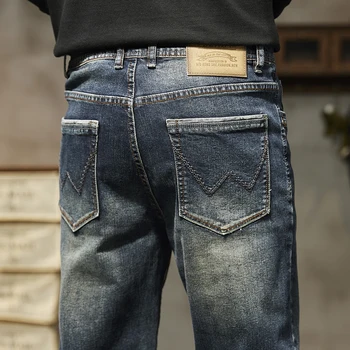 2023 Мужская джинсовая мода в стиле ретро, джинсы с прямыми штанинами, повседневная уличная одежда среднего веса, кросс-брюки, мужские брюки оверсайз