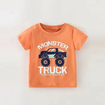 2023 Новые футболки для мальчиков, летние детские футболки с рисунком грузовика