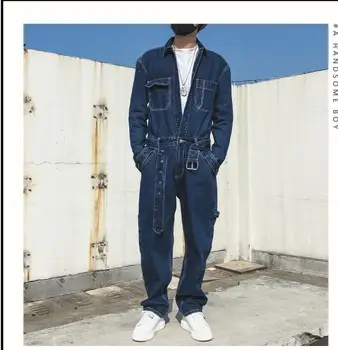 2023 Новый модный мужской джинсовый комбинезон, мужские свободные широкие брюки, модный джинсовый рабочий костюм с прямой трубкой, комбинезон