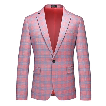 2023 новый мужской деловой костюм для отдыха, куртка, весенне-осеннее пальто senior sense, соответствующее модному тренду в тонкую розовую клетку