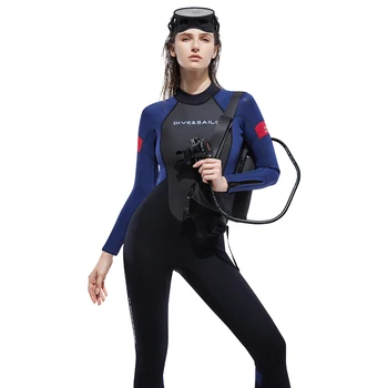 2023 НОВЫЙ Мужской женский водолазный костюм из неопрена толщиной 3 мм, плотный теплый солнцезащитный цельный костюм для дайвинга и серфинга с длинным рукавом