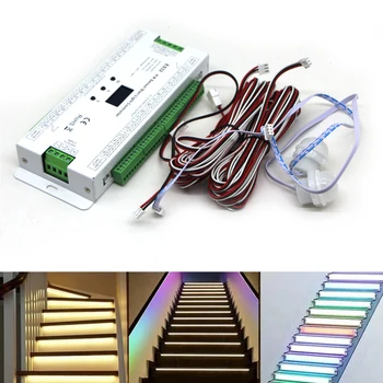 32-канальный датчик движения ES32 PIR, эффект перемещения лестницы, контроллер светодиодной ленты для лестницы, оптимизирующий шаги, ночная лестница-стремянка