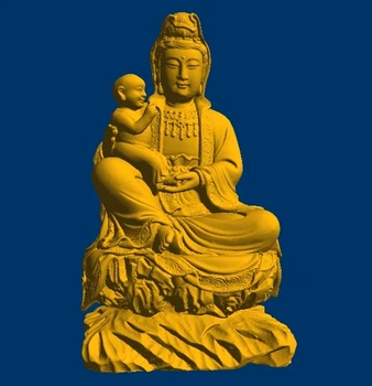 3D модель рельефа STL models формат файла Богиня милосердия Гуаньинь, держащая ребенка 23