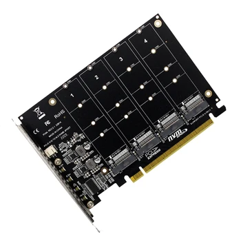 4-портовый конвертер M.2 Nvme SSD в PCIE X16M, считывающее устройство для жесткого диска с ключом, карта расширения, скорость передачи 4 X 32 Гбит/с