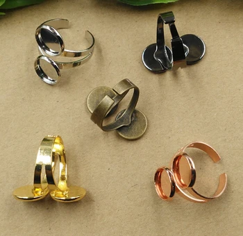 50 комплектов-Регулируемое кольцо с двойной накладкой 10/12 мм для ювелирных изделий (07279)-цвет и размер на выбор