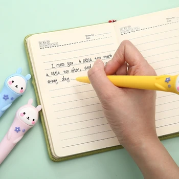 6шт Очаровательная Гелевая Ручка с Кроликом 0,5 мм Нескользящая Шариковая Ручка для Письма Малыша Студента ЦЗЯНЬ