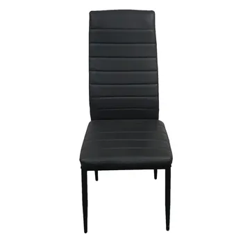 6шт Элегантных собранных обеденных стульев с зачистной текстурой с высокой спинкой черного цвета