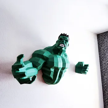 70-сантиметровая фигура супергероя Зеленого Гигантского человека, 3D-головоломка, бумажная модель домашнего декора стен, Геометрическая открытка оригами ручной работы, строительные наборы