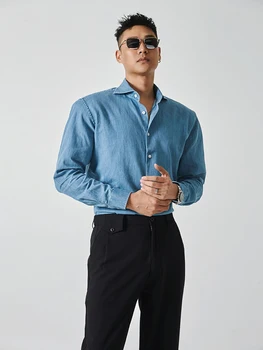 A2061 Модные мужские рубашки 2023 для подиума, роскошный известный бренд, Европейский дизайн, мужская одежда для вечеринок