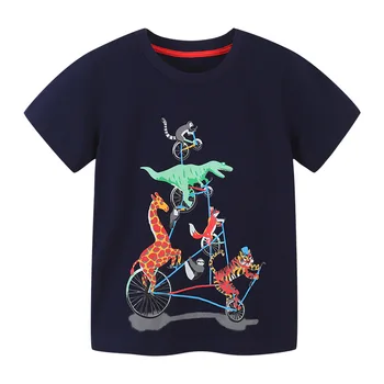 ALISHINREY/ Новая летняя футболка из хлопка с коротким рукавом, футболки с динозаврами из мультфильмов для малышей, футболки для мальчиков, детская одежда