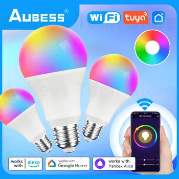 AUBESS 15 Вт/9 Вт Умная WiFi Лампа E27/B22 Tuya Smart Life App Control Лампа С Регулируемой Яркостью для Yandex Alice Alexa Google Assistant