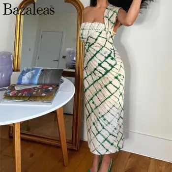bazaleas store traf Вечерние женские платья, вечернее платье миди, элегантные облегающие женские платья в клетку с зеленым принтом, официальные