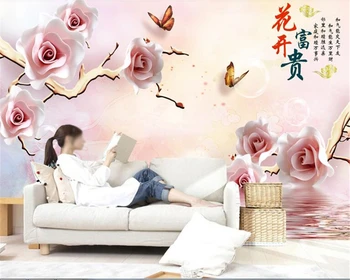 beibehang Custom papel de parede мода красота роза пейзаж цветочные обои papier peint фреска 3d обои для стен 3 d