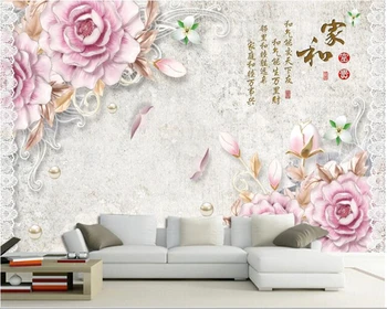 beibehang Изготовленная на заказ фреска из папье-маше 3d китайский дом и богатые рельефные фотообои ТВ фон настенные обои для стен 3 d