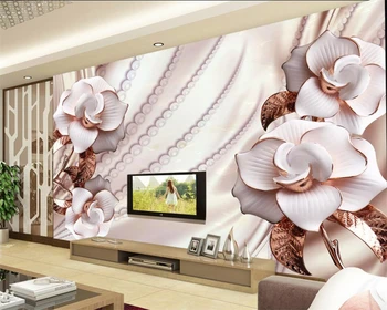 Beibehang Рельефный Цветок Жемчужина ТВ Настенные Декоративные 3D Обои Для Гостиной, Украшенные Домом, обои для стен 3 d