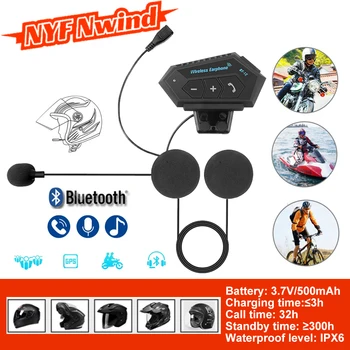 Bluetooth 5.0 Гарнитура для шлема, комплект для беспроводного громкой связи, мотоциклетные водонепроницаемые наушники, MP3-плеер для всего шлема
