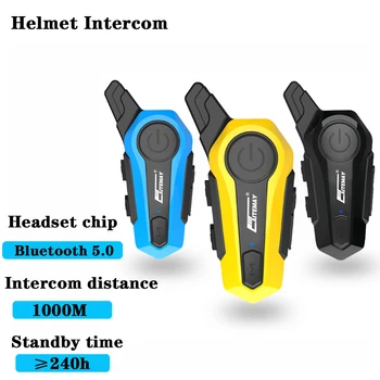 Bluetooth 5.0 Мотоциклетный домофон на расстоянии 1000 м Водонепроницаемый шлем-гарнитура для двух всадников, Переговорное устройство для мото-переговорного устройства