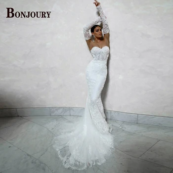 BONJOURY Модное свадебное платье без рукавов с русалочкой Для женщин, Брак 2023, Аппликации, Vestidos De Novia, Выполненные на заказ