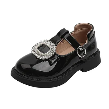 CAPSELLA KIDS/ элегантные туфли принцессы со стразами для девочек, повседневная обувь на плоской подошве с Т-образным ремешком, размер 23-36