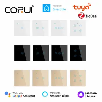 CORUI Tuya Smart Zigbee Touch Switch EU Light Switch Smart Life APP Поддержка дистанционного управления Alexa Google Home Яндекс Алиса