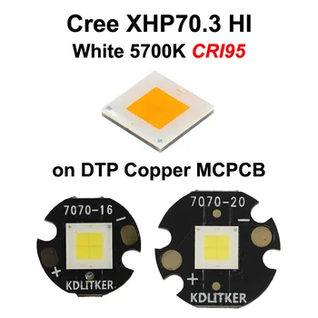 Cree XHP70.3 ПРИВЕТ Белый 5700K CRI95 SMD 7070 Светодиодный Излучатель на KDLITKER DTP Медный MCPCB Фонарик DIY High CRI Шарик